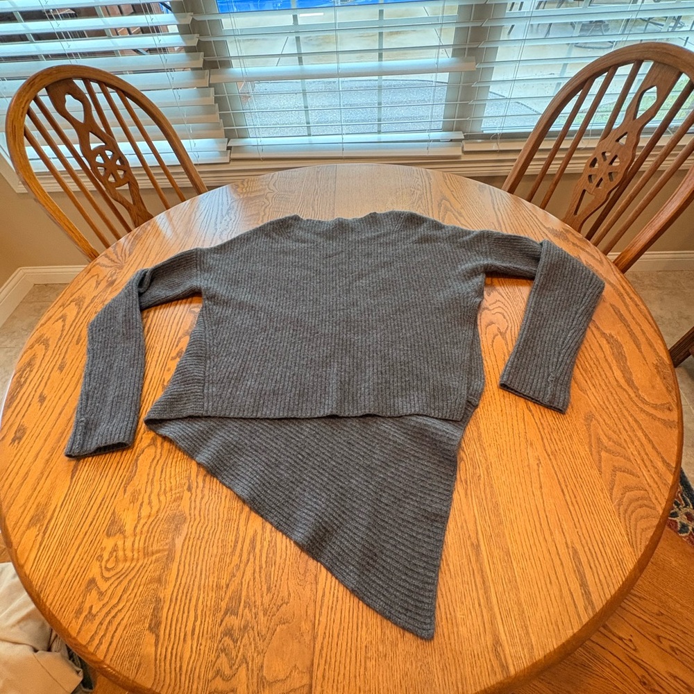 Brochu Walker Thandee Asymmetric Gray Wool Blend Sweater Size L READ